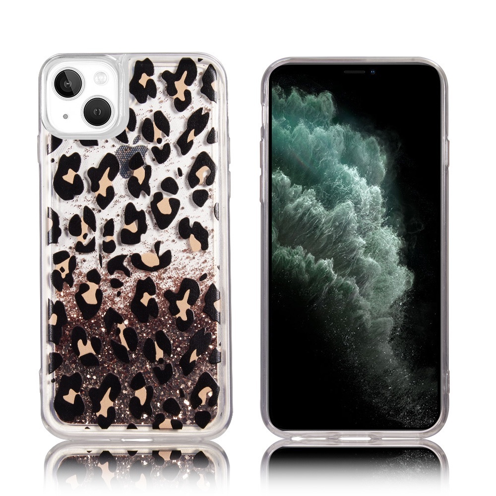 Leopard Glitter Waterfall Case iPhone 14